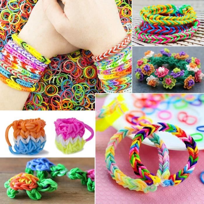 Acheter Kit de bracelets en caoutchouc, Kit de fabrication de bracelets  pour enfants Loom Band, Élastiques arc-en-ciel à trois couches