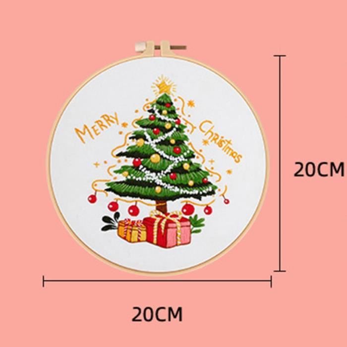 Kit Broderie Débutant Cœur De Noël - Set Complet Avec Tissu Imprimé, Fil Et Aiguille, Décoration Murale Créative - 11