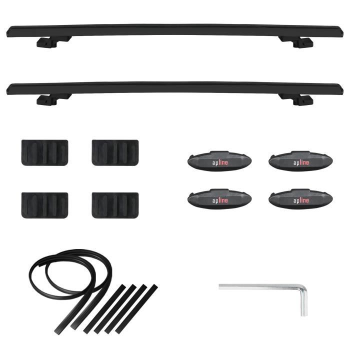 Barres De Toit Universelles Aluminium 140 Cm Noir - Porte-bagages Pour Rails Surélevés, Charge Max 75 Kg