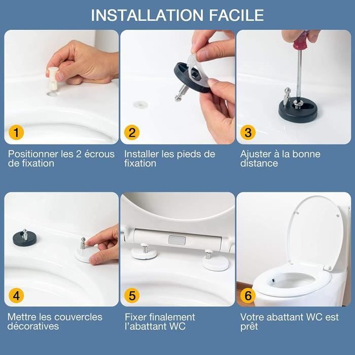 Abattant wc avec frein de chute - lunette de toilette clipsable - fermeture  en douceur - système antidérapant - démontage en un cl - Cdiscount Bricolage