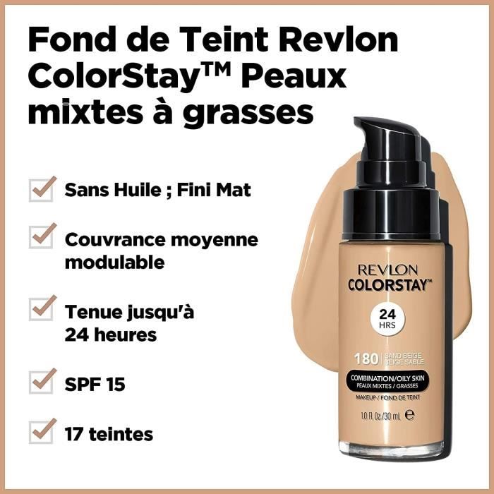 Colorstay 24H, Fond De Teint Pour Peaux Mixtes À Grasses, Fini Mat (30 Ml), Formule Longue Tenue