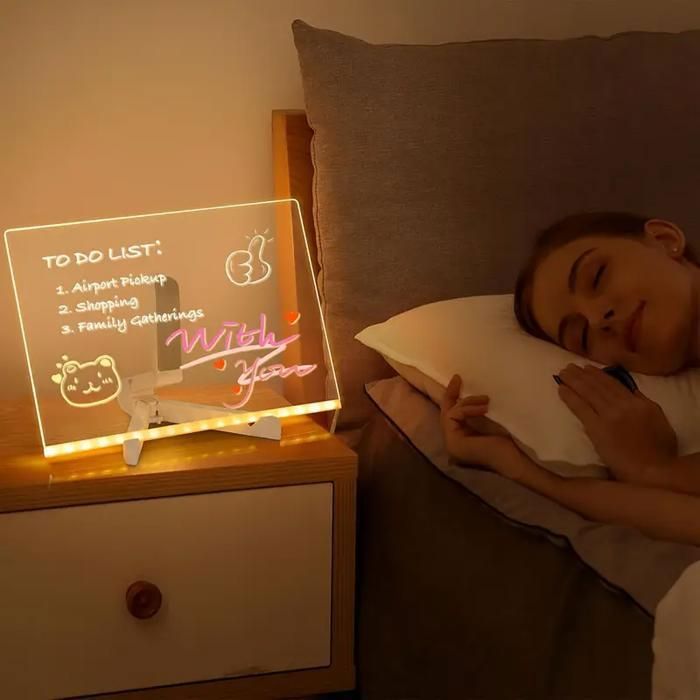 Tableau LED Rechargeable 41 Cm – 9 Modes Lumineux, Minuterie, Support, Feutres Inclus, Effaçable à Sec, Pour Enfants Et Ados