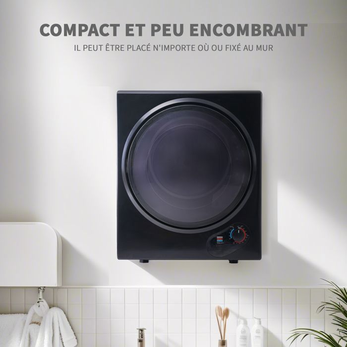 Sèche-linge électrique Pliable 1300W - Capacité 500L - Minuterie 4h - Télécommande - Sans Installation - 12