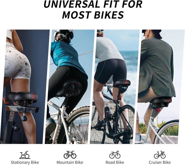 AARON - Selle de vélo Comfort - en Gel/avec Amortisseur - pour Femme et