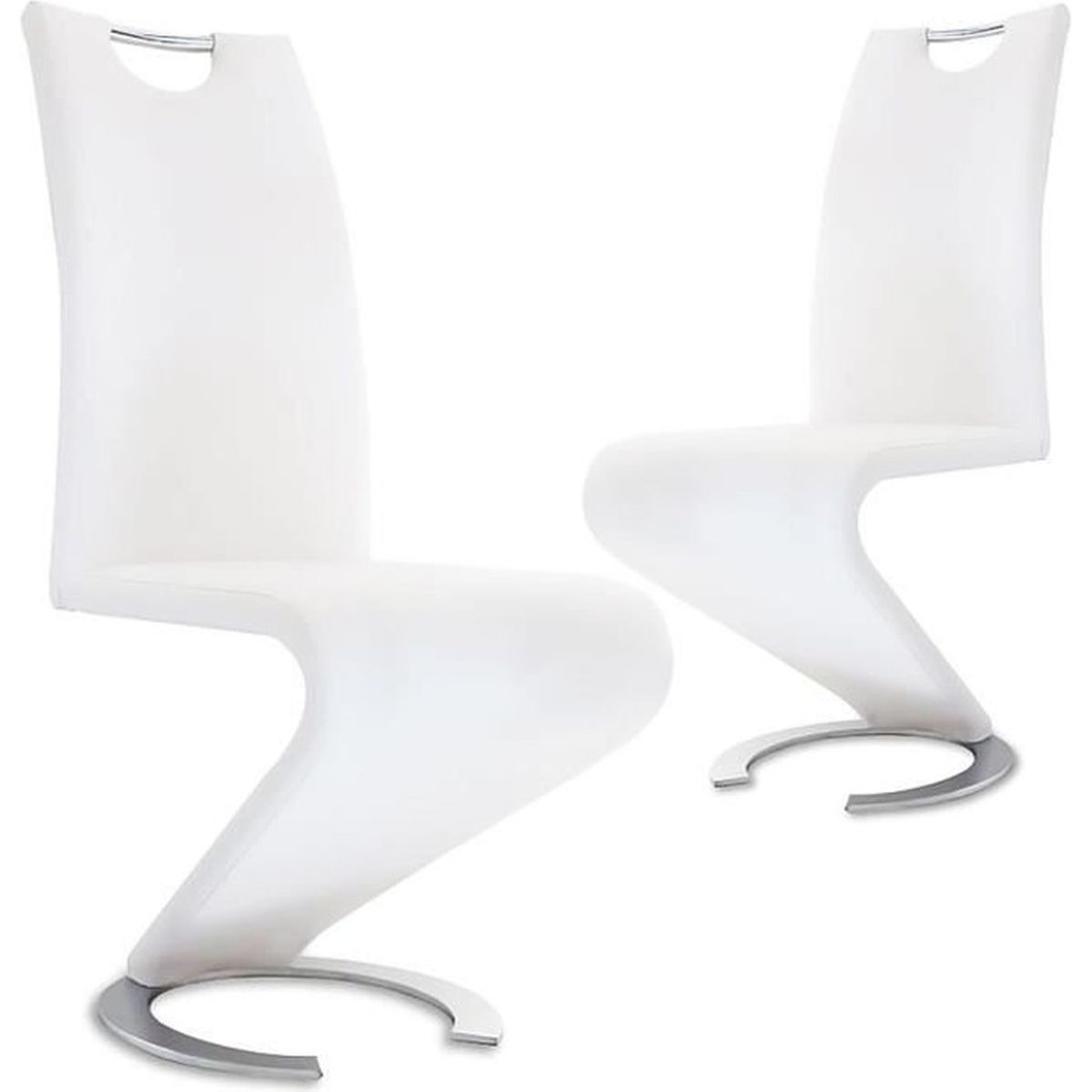 Lot de 2 chaises design en simili cuir blanc KIZA  Achat / Vente
