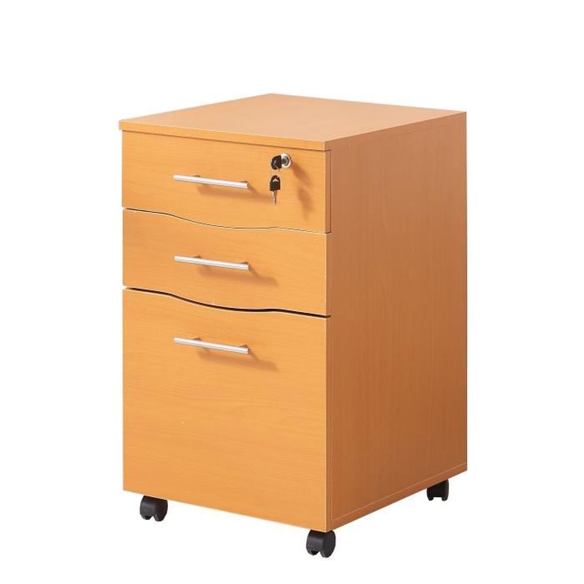 Caisson Sous Bureau 3 Tiroirs Avec Serrure Et Roulettes 40 X 44 X