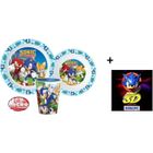 Mgs33 Sonic l herisson , Service de Table pour Enfant avec Assiette, Bol à céréales et gobelet réutilisable 260 ML + 1 jeu pc*
