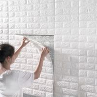 Autocollants de carreaux de mur auto-adhésifs stéréo 3D - Blanc - 20 pièces
