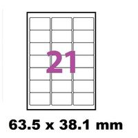 5 planches de 21 étiquettes transparentes Mat 63.5 x 38.1