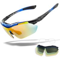 lunettes de soleil de sport polarisées,avec 5 lentilles interchangeables,pour baseball course escalade pêche conduite golf（bleu）