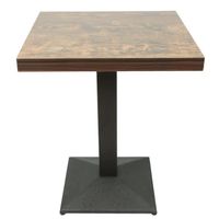 Table carrée de bar à pied unique HUOLE - Métal + bois - Classique - Blanc