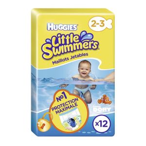 COUCHE HUGGIES Couche de bian Little swimmers - Taille 2/3 - 12 couches de bian