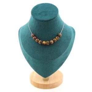 Collier 10 Perles Oeil De Tigre Bleu Clair 8mm - Chaine Incluse - Neuf Avec étiquettes