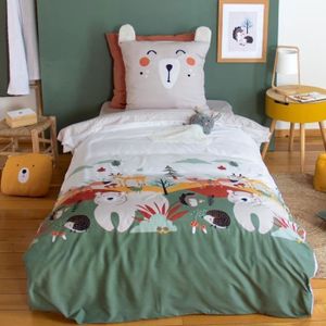 Housse de Couette 140x200 Loup Animaux Sauvages Parure de Lit 1 Personne en Microfibre pour Adulte Ado Enfant avec Fermeture Éclair et 2 Taies d' oreiller