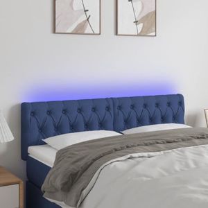 TÊTE DE LIT Tête de lit à LED Bleu - ESTINK - 144x7x78/88 cm - Tissu - Bande LED