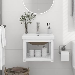 LAVABO - VASQUE Luxe&Mode Cadre de lavabo de salle de bain vasque à encastrer Blanc Fer - 7CpA4e