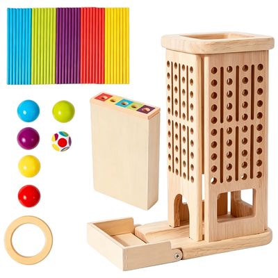 LAJUP Labyrinthe Magnétique Montessori – Jeu De Glaces En Bois – Apprentissage Couleurs Et Chiffres – Portable 22,5×14 Cm – Cadeau 3-6 Ans