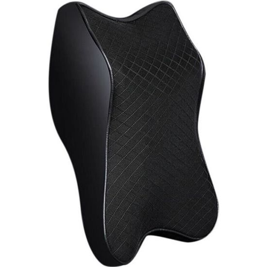 Oreiller De Cou Voiture En Mousse à Mémoire De Forme - Cuir Noir - Confort Adulte