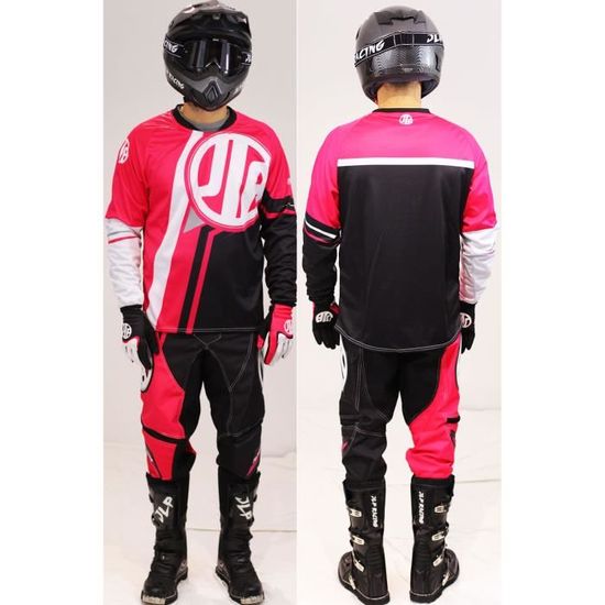 Tenue Complète Moto Cross Enfant JLP RACING - Pantalon, Maillot, Gants - Snatch Orange Fluo - Taille XL (8-9 Ans)