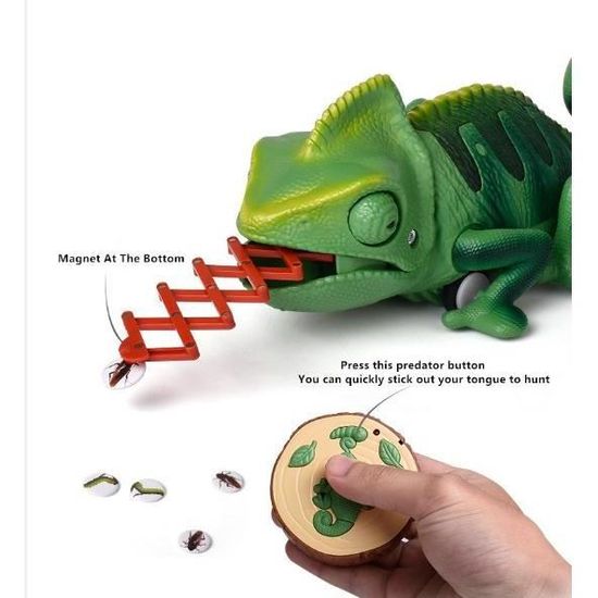 Euakee Lézard Robot Télécommandé Rechargeable Caméléon Grimpeur Yeux LED - Cadeau Enfant 3-12 Ans