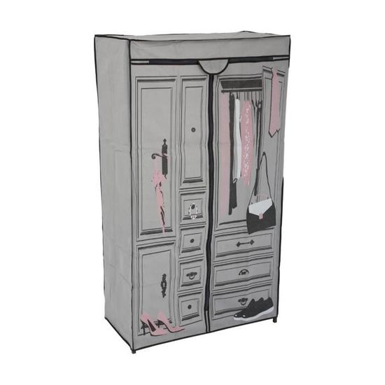 Five Armoire Penderie En Tissu Intisse A Motifs H154cm L 87 X P 45 X H 154 Cm Rose Achat Vente Penderie Souple Five Armoire Penderie En Cdiscount