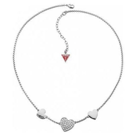 Collier Gas Argenté Avec 3 Pendentifs Coeur Et Zircon - Bijou Noir Et Argent Pour Femme