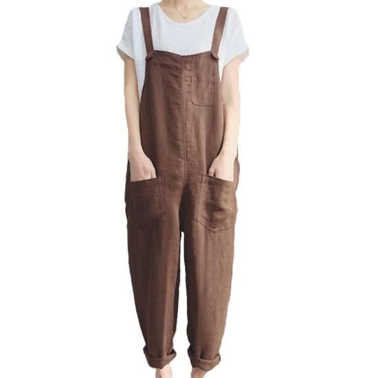 Salopette Femme Enceinte Combinaison D'u00e9tu00e9 Pour Femme - Couleur Unie - Avec Poches - Jambes Larges - Sans Manches - Pantalon D'u00e9tu00e9 Ample, X01-gris, M Combinaison Jean Femme