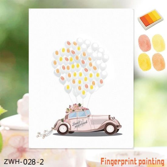 Peinture de doigt de voiture de mariage d'invité d'empreinte digitale de  toile avec le jaune de tampon encreur - Cdiscount Beaux-Arts et Loisirs  créatifs