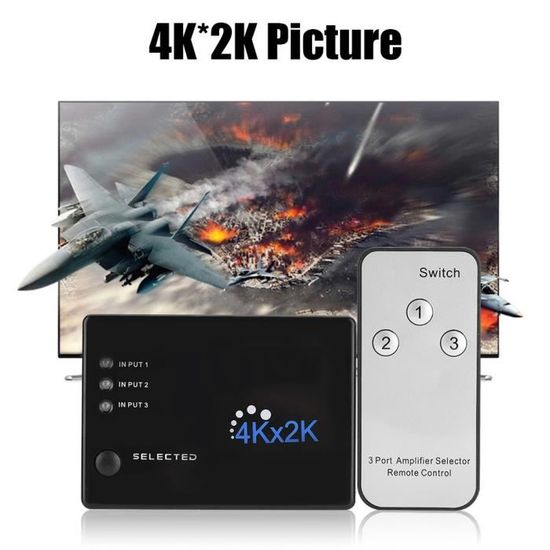 Commutateur HDMI 3 En 1 Sortie - 4K/2K 30Hz/60Hz - Plug & Play - Pour TV, PC, Console