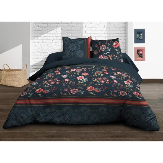Parure De Lit Kyoto – 100% Coton 57 Fils – Drap Housse 160x200 + Drap Plat 240x300 + 2 Taies – Pour Lit 2 Personnes