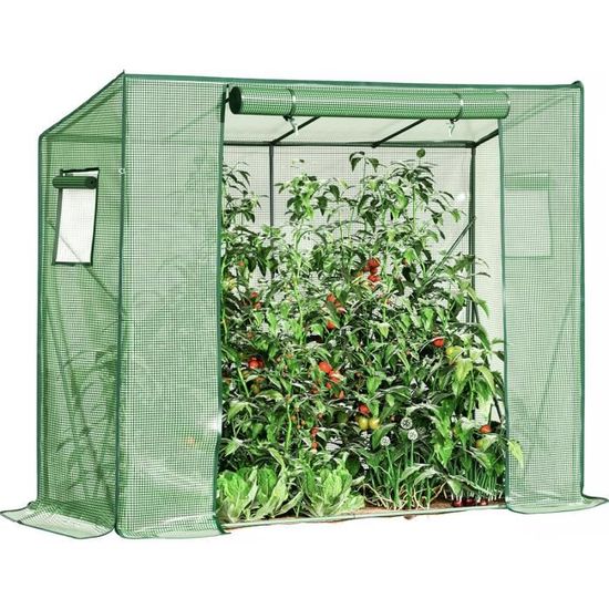WOLTU Serre De Jardin Tipi 240x200x200cm - Serre Tomate Bâche PE Avec Cadre Acier, Porte Zippée Pour Plantes Et Légumes