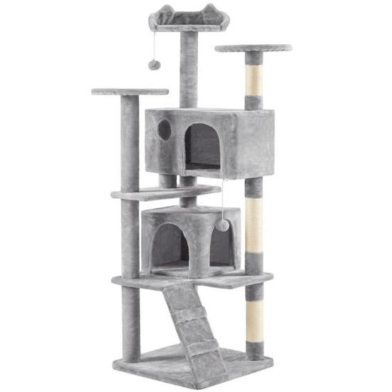 Arbre à Chat Pour 2-4 Chats Avec 3 Niches - Hauteur 167 Cm - Plateforme, Sisal, Jouets - Stable Pour Gros Chats