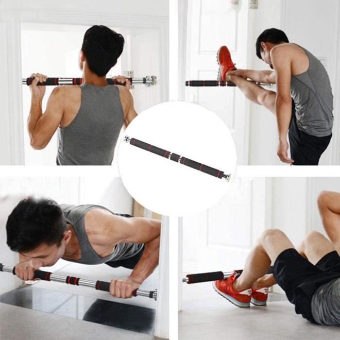 Barre de Traction pour Porte Barre de Musculation Entraîneur pour Abdominaux, Dos et Triceps 80–130cm