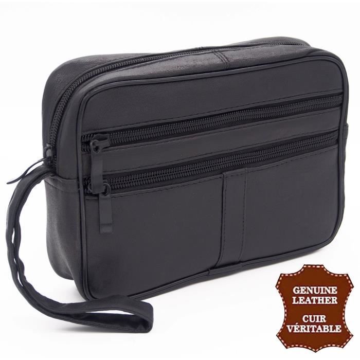 Sac sacoche pochette à main homme cuir d' agneaux Véritable. Porte documents