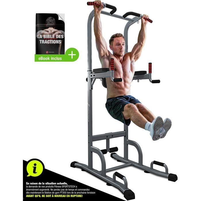 BANC DE MUSCULATION Sportstech Chaise Romaine 7 en 1 PT300 Power Tower Tour de Musculation Multifonctions Barre de Traction, Sta91