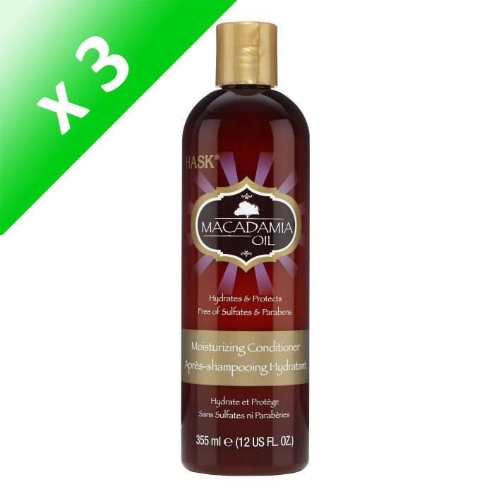 Lot De 3 - Hask - Après Shampoing huile de Macadamia 355 ml