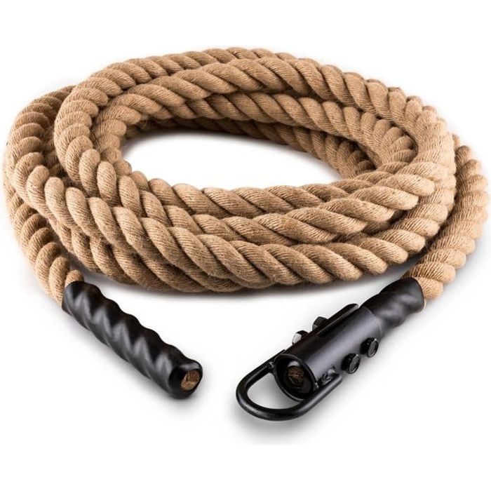 CAPITAL SPORTS Power Rope H6 Corde chanvre 6m Ø 3,8cm crosstraining , musculation ou entraînement militaire+ crochet