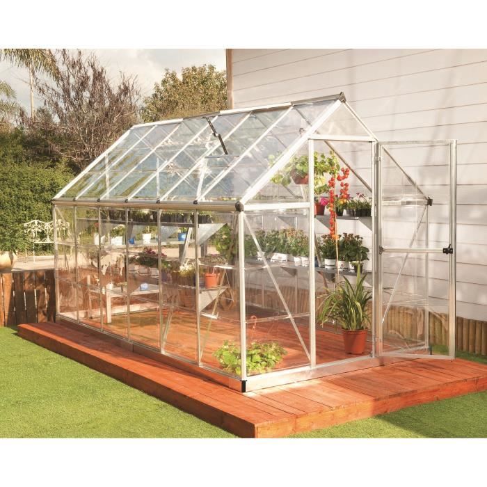 PALRAM Serre de jardin argent Harmony 5,6 m² - Aluminium et polycarbonate