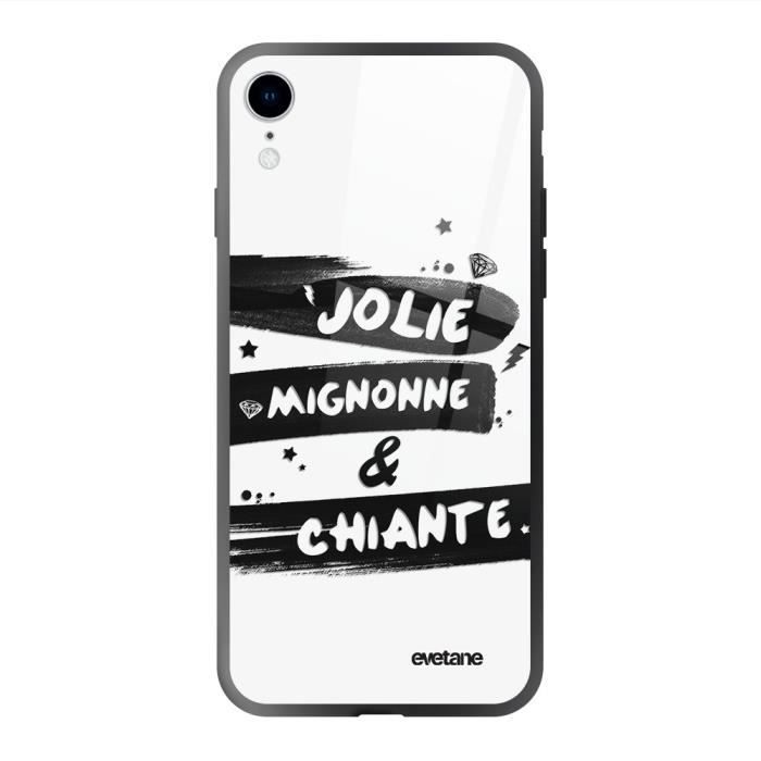 Coque en verre trempé pour iPhone Xr Jolie Mignonne et chiante Ecriture Tendance et Design Evetane.