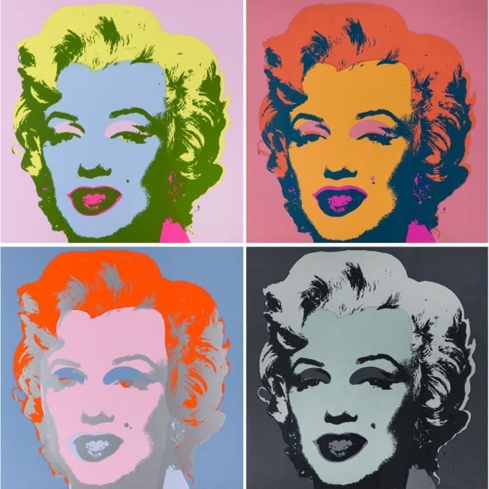 Poster Affiche Andy Warhol Portrait Quadriptique Marilyn Monroe Pop Art 60's Vintage 31cm x 31cm