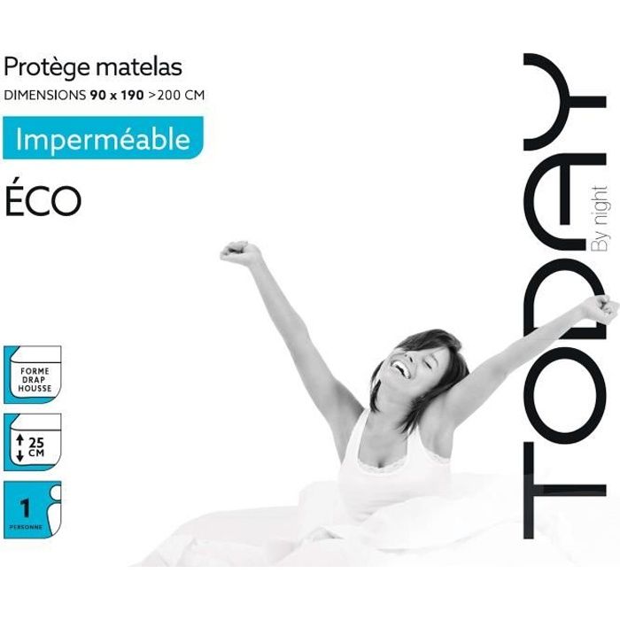 TODAY Protège Matelas / Alèse Imperméable Eco 90x190/200cm - 100% Polyester TODAY
