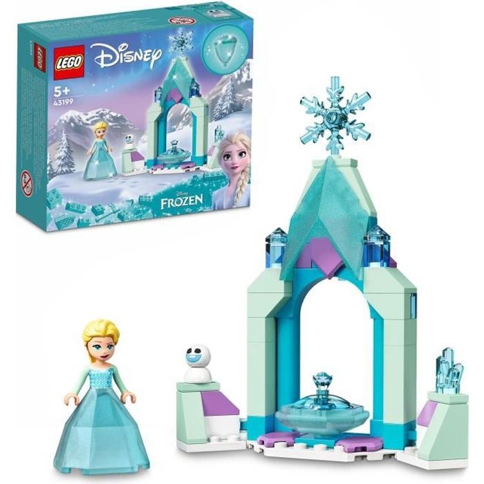 LEGO® 43199 Disney La Cour du Château d’Elsa, Jouet de Construction pour Enfants, Mini-Poupée Reine des Neiges 2 et Robe Diamant