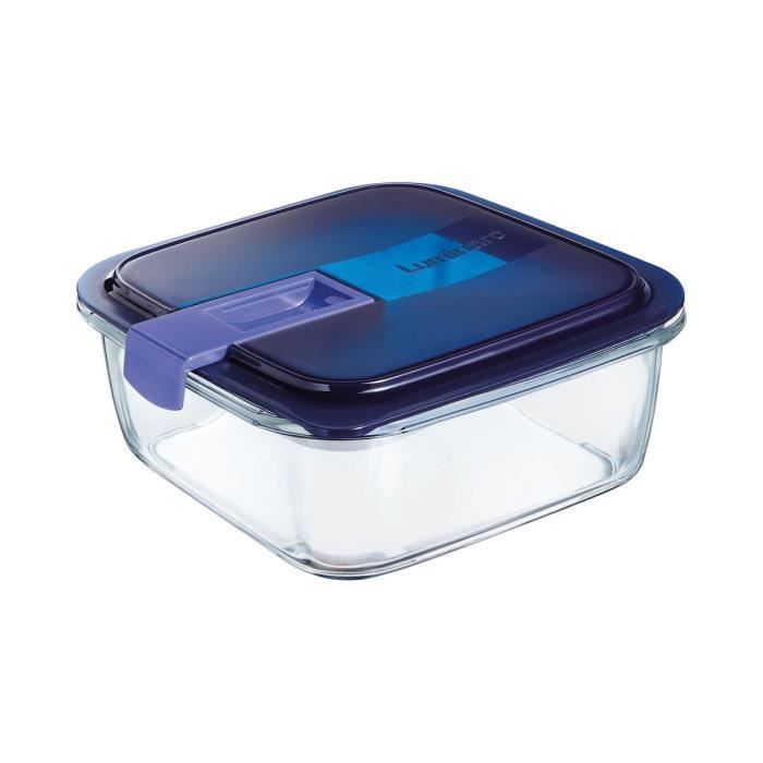 Boîte carrée 122 cl bleue - Easy Box - Luminarc Transparent