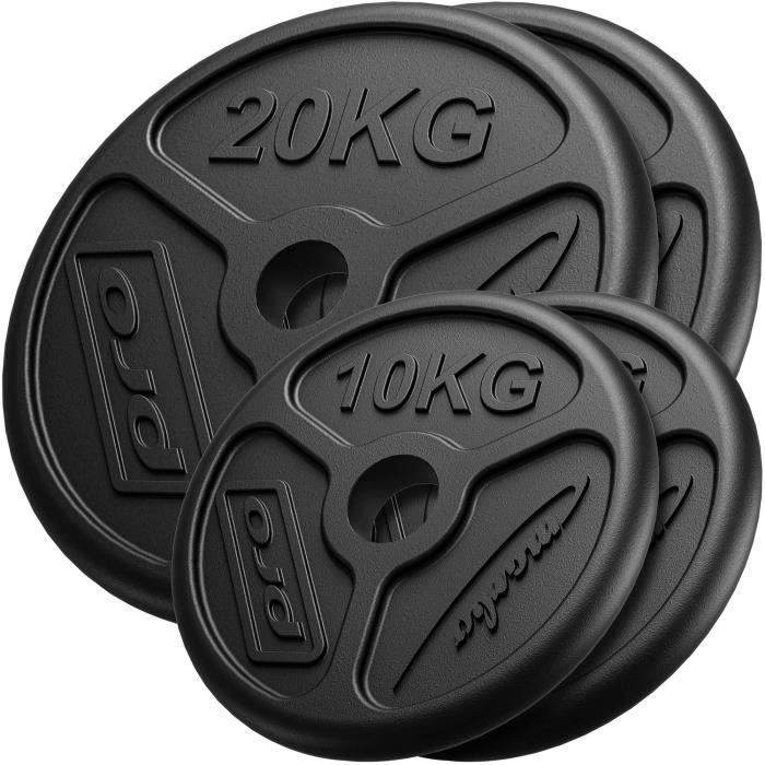 Marbo Sport Jeu de Poids en Fonte Olimpic 2 x 20 kg + 2 x 10 kg / 60 kg / ø51 mm