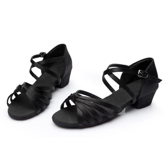 Mode féminine danse Rumba valse bal salle de bal chaussures de danse latine sandales -Noir