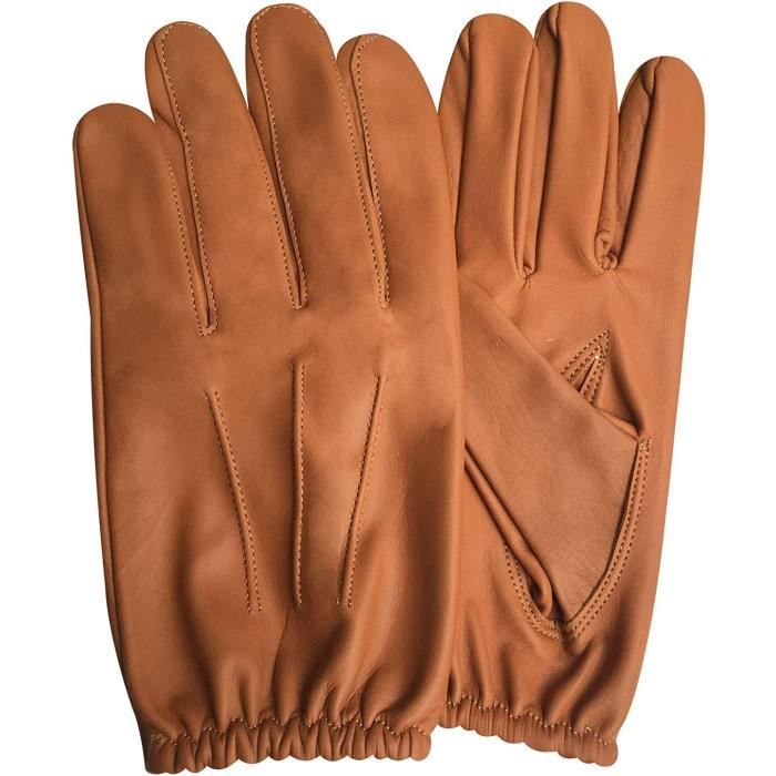 Collection CHIC Gants Cuir Homme Avec Doublure Intérieur Doux Design Classique Pour Conduite & Accessoire De Mode - Couleur Camel
