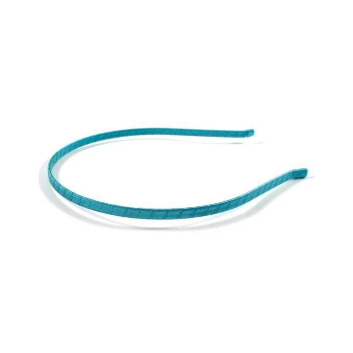 Lot de 2 serre têtes fin en métal recouvert de tissu satiné 5mm - bleu _ RC007025