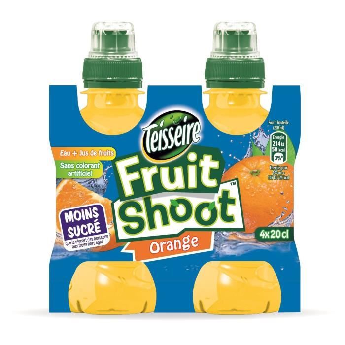 FRUIT SHOOT Lot de 4 bouteilles de Jus d'Orange - 20 cl