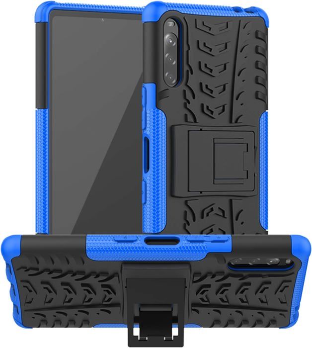 Custodia In Pelle Con Porta Carte E Supporto Per Sony Xperia L4 (XQ-AD51, XQ-AD52) - Colore Blu