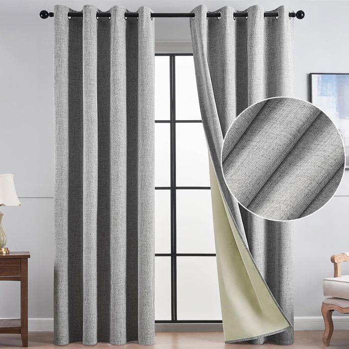 Rideau Occultant QINLIQIN - 170 X 160 Cm, Isolation Thermique Et Acoustique, Avec œillets - Disponible En Plusieurs Couleurs (ex: Vin Rouge)